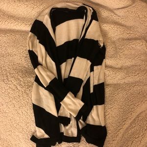 Apostrophe Black & White Striped Cardigan (Size S)